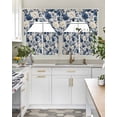 thumbnail image 4 of Navy Blue Beige Peony Swag Curtains for Living Room/Bedroom Windows, Vintage Floral Blossom Botanical Kitchen Curtains and Valances Set 36 Inch Length, Light Filtering Swags Valance Curtain Panels, 4 of 5