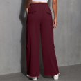 thumbnail image 7 of Women's Fashion Sport Solid Color Casual Sweatpants with Pockets - Long Pants for Everyday Wear and Winter Season,Wine,2XL, 7 of 7