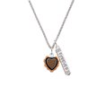 thumbnail image 2 of Delight Jewelry Silvertone Brown & Black Heart with Orange Ruffles Silvertone Forever Bar Charm Necklace, 23", 2 of 4