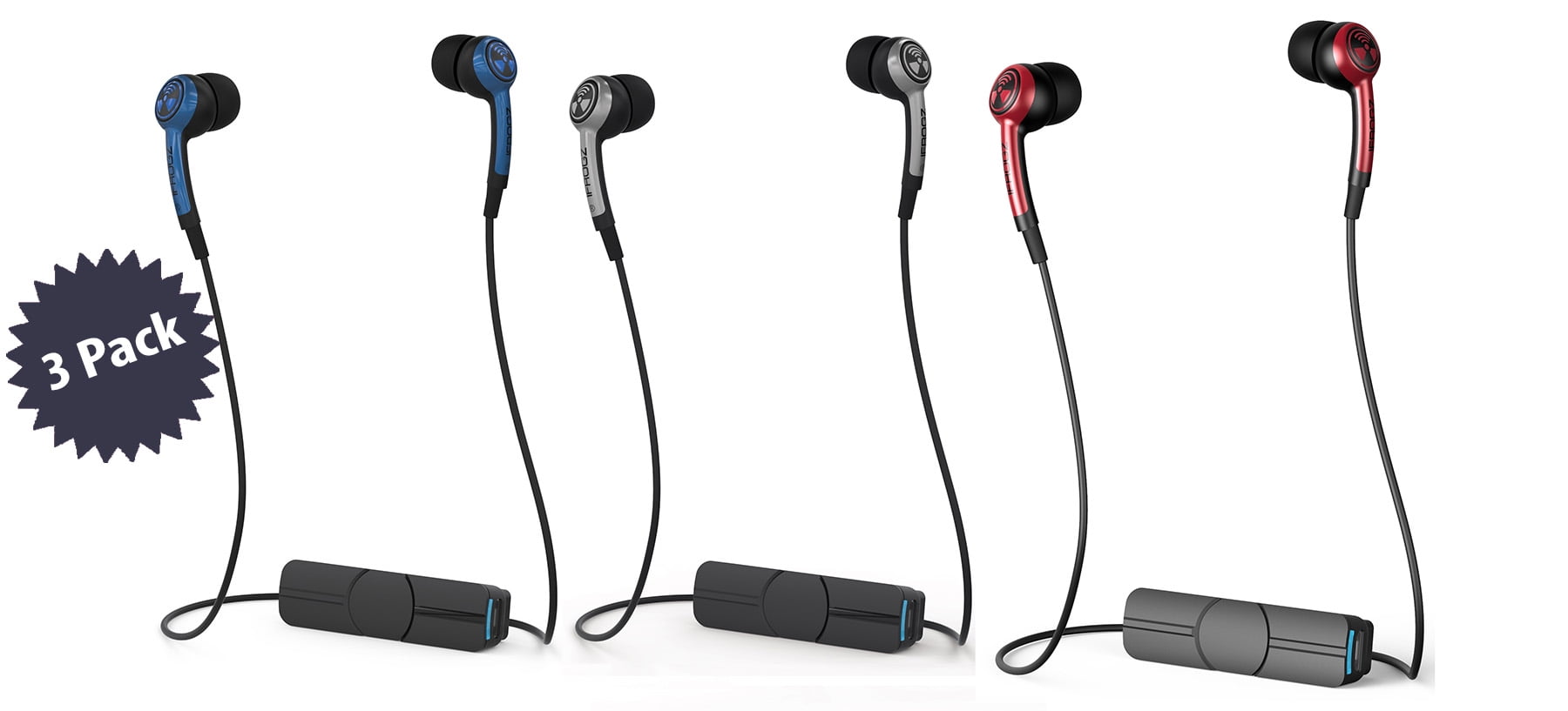 3PACK iFrogz Plugz Wireless Bluetooth Earbuds, InEar Earbud