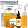 thumbnail image 1 of Juego de 4 piezas de lavado y cuidado de cúrcuma: barra de jabón de cúrcuma y almohadillas de limpieza, limpiador de mousse y kit de lavado facial de aceite esencial para mujeres y hombres, almohadill, 1 of 1
