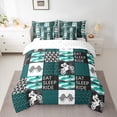 thumbnail image 2 of Homewish Extreme Sports Motorcycle 7pcs Bedding Comforter Set,Patchwork Geometric Checkered Queen Bedding Sets,Racing Flag Queen Sheet Sets For Boys Kids,Breathable Bedroom Decorative Reversible, 2 of 8
