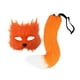 thumbnail image 1 of Máscara y cola de animal peludas, accesorios para cosplay, ideales para disfraces, actuaciones y juegos de rol. naranja, 1 of 9