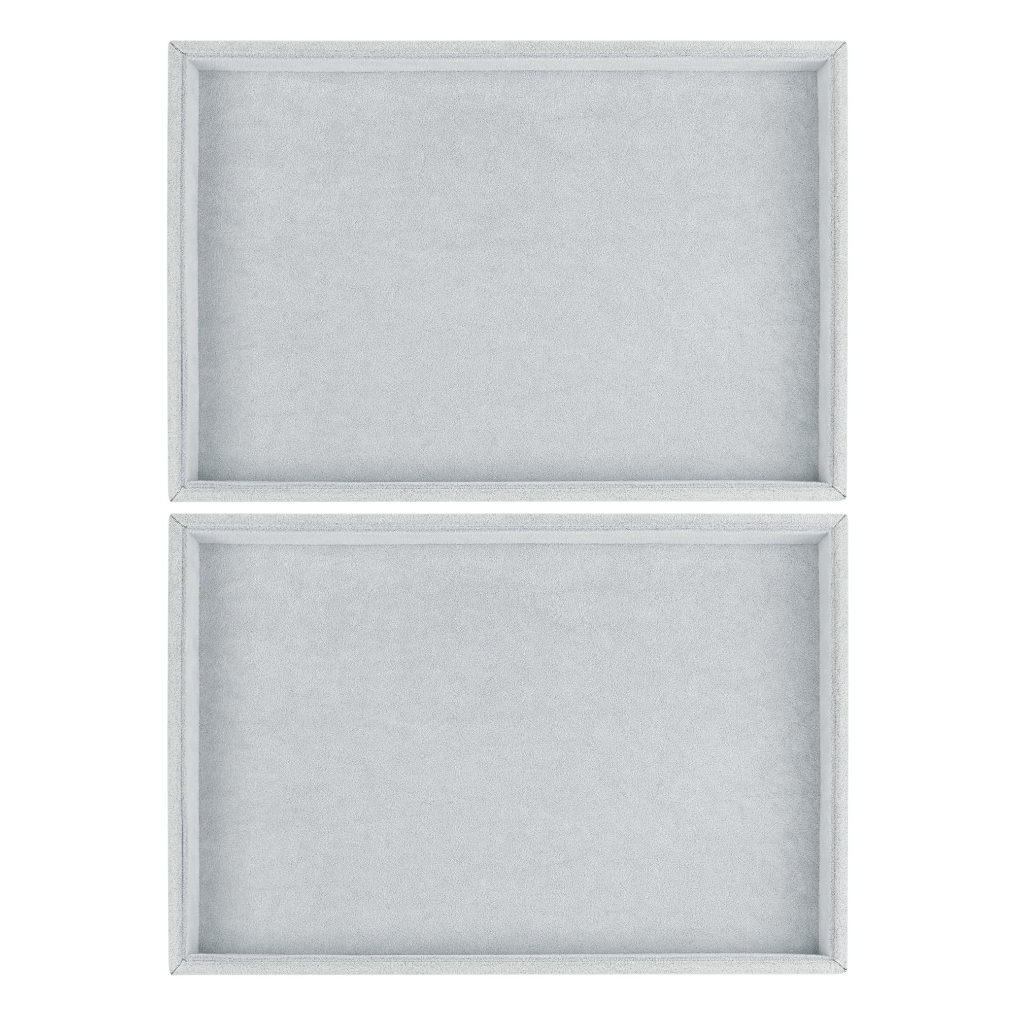 Unique Bargains 2 Pieces Velvet Jewelry Boxes Organizer Trays with Removable Dividers Gray Flat Tray