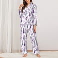 thumbnail image 2 of Honeii Lavender Flowers print Women's Pajama Sets Long Sleeve Button Down Sleepwear Nightwear Soft Pjs Lounge Sets-Large, 2 of 7