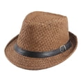 thumbnail image 1 of 56-58 cm circunferencia del sombrero hombres y mujeres sombrero de paja transpirable sombrero de verano protector solar retro sombrero de jazz sombrilla sombrero de ala corta, 1 of 5