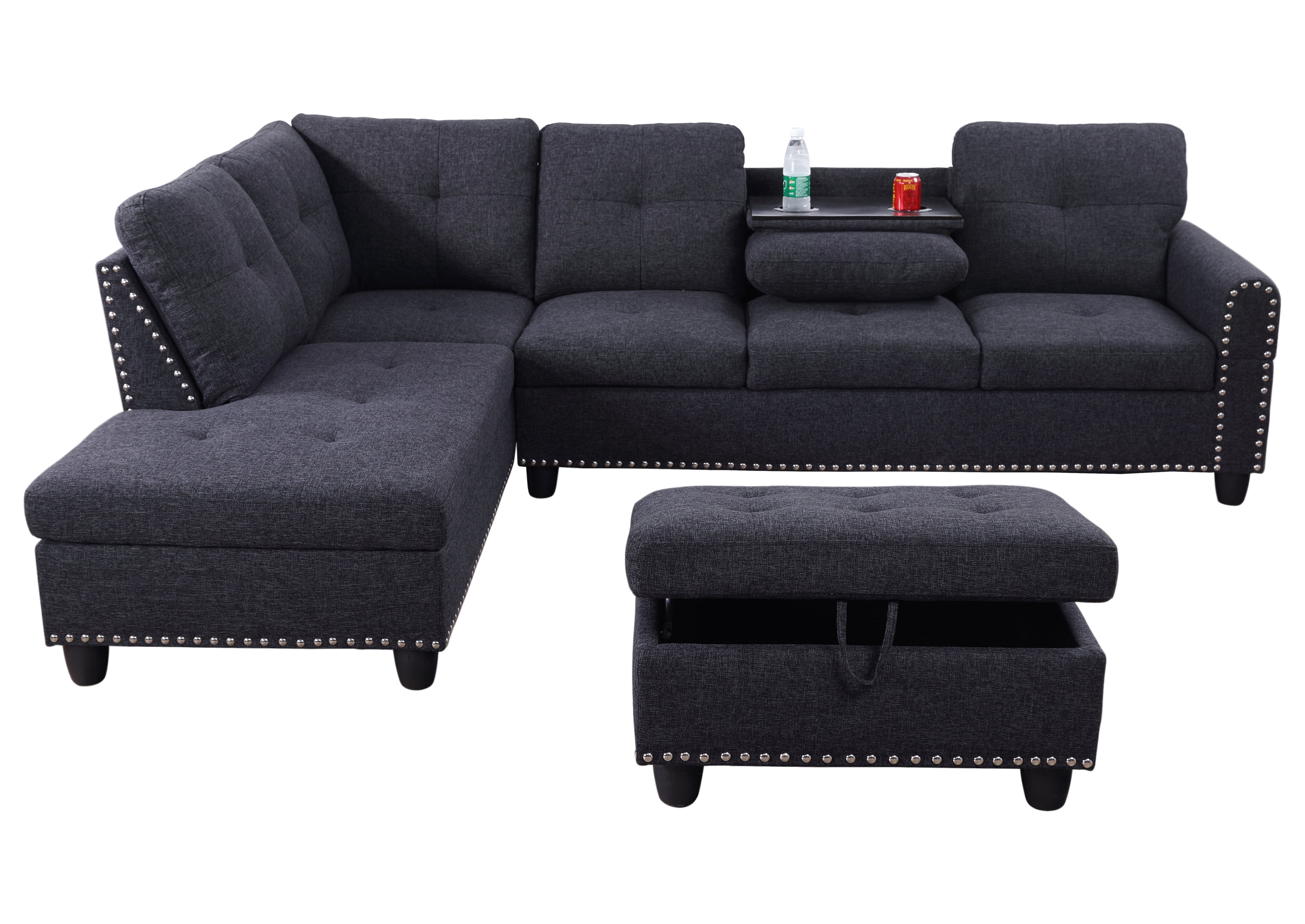 Aycp Furniture New Style L Shape Sectional Sofa Set With Storage