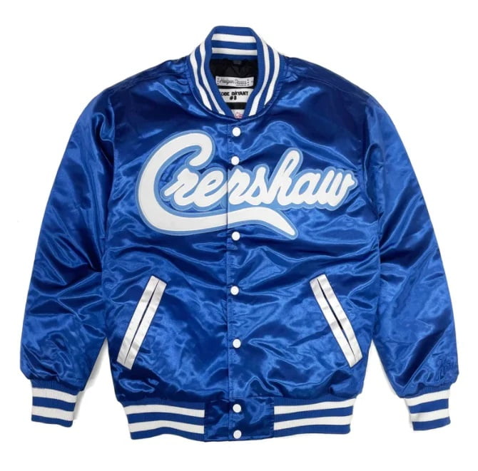 Kobe Bryant #8 Men's Headgear Classics X Nipsey Hussle Crenshaw Satin  Jacket (XXX-Large, Blue)