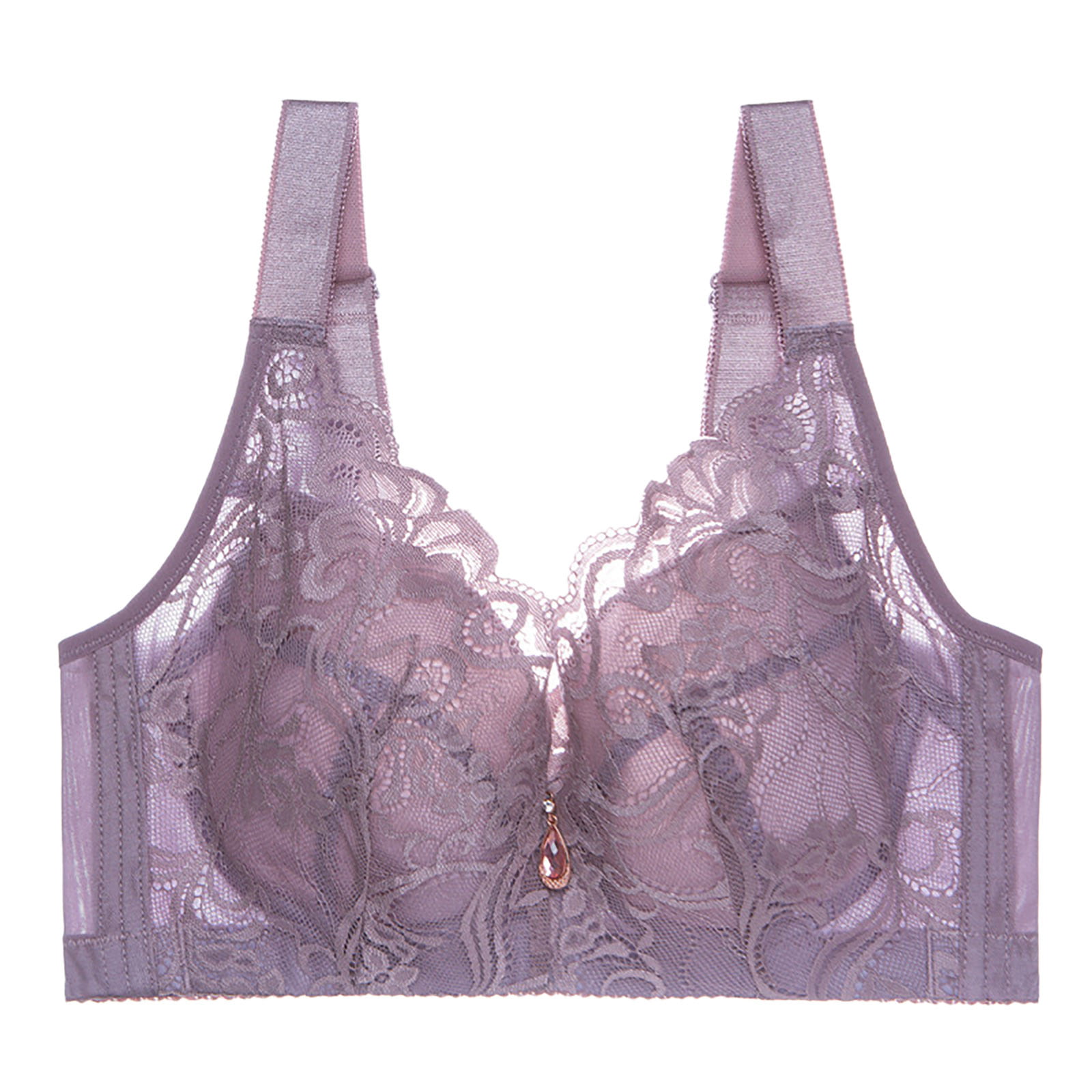 Padded Comfort Bra - 4XL - Wireless - Front Closure - Pale Lavender Lace on  eBid Canada
