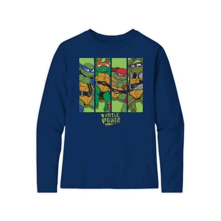Boys Royal Blue Long Sleeve T Shirt with Teenage Mutant Ninja Turtles detail