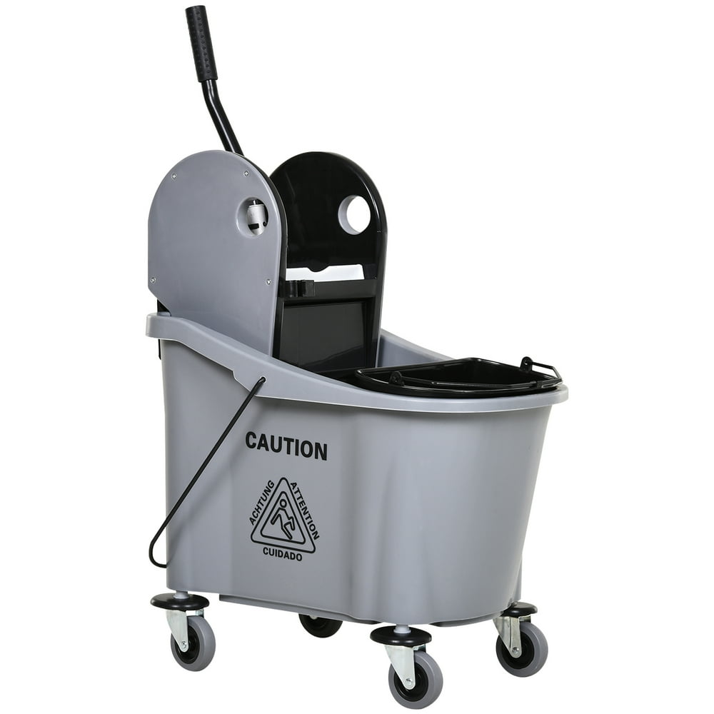 9.5 Gallon (38 Quart) Mop Bucket with Wringer Cleaning Cart, 4 Moving Wheels, 2 Separate