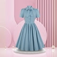 thumbnail image 2 of Women's Elegant Lapel Dress with Lace Up Detail Bow Flowy Hemline Casual Comfortable Stylish Summer Outfit, 2 of 2