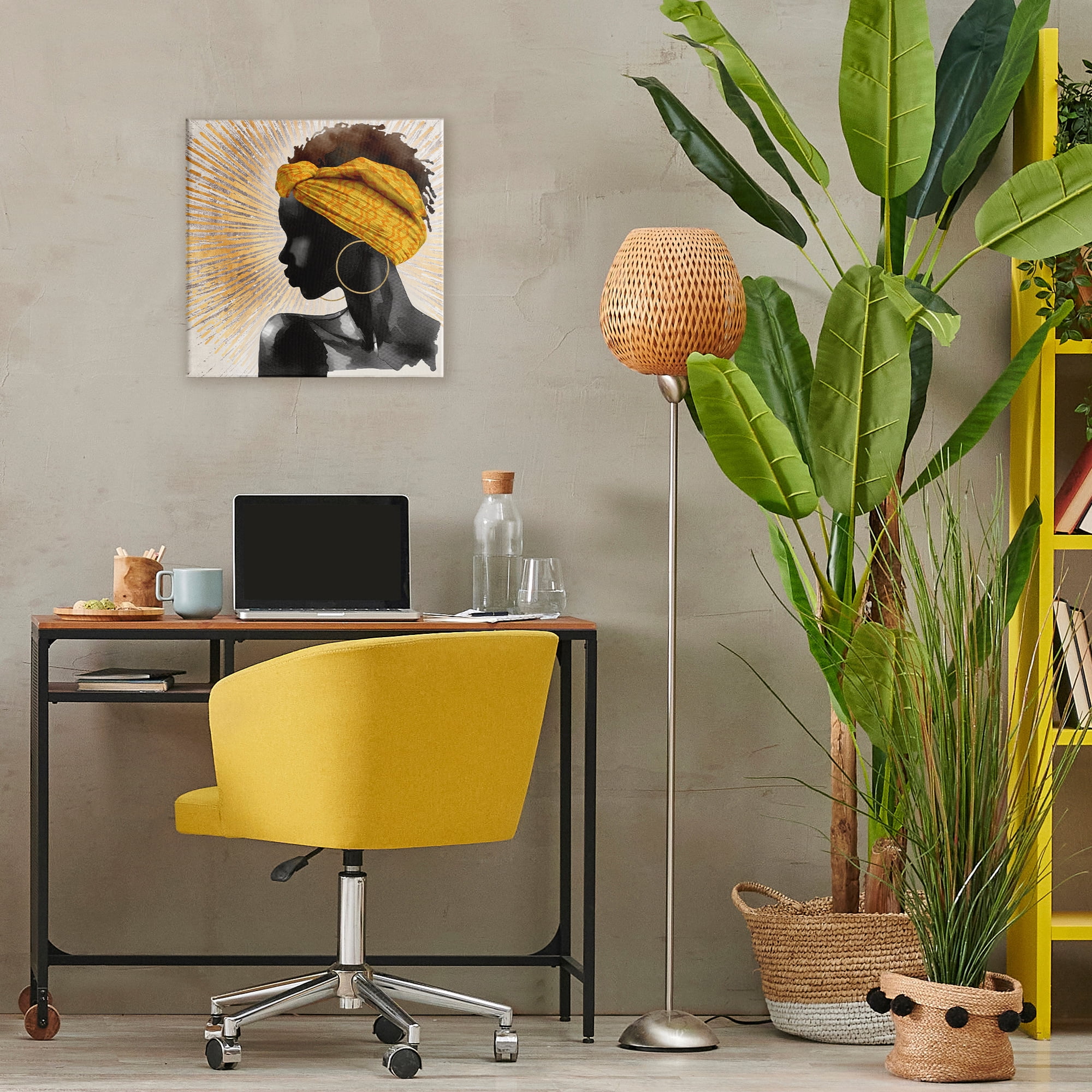 Stupell Industries Golden Sunburst Profile with Headwrap Canvas Wall Art, design by CAD Designs