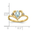 thumbnail image 3 of Real 14kt Yellow Gold Aquamarine and Diamond Heart Ring Size: 7; for Adults and Teens; for Women and Men, 3 of 5