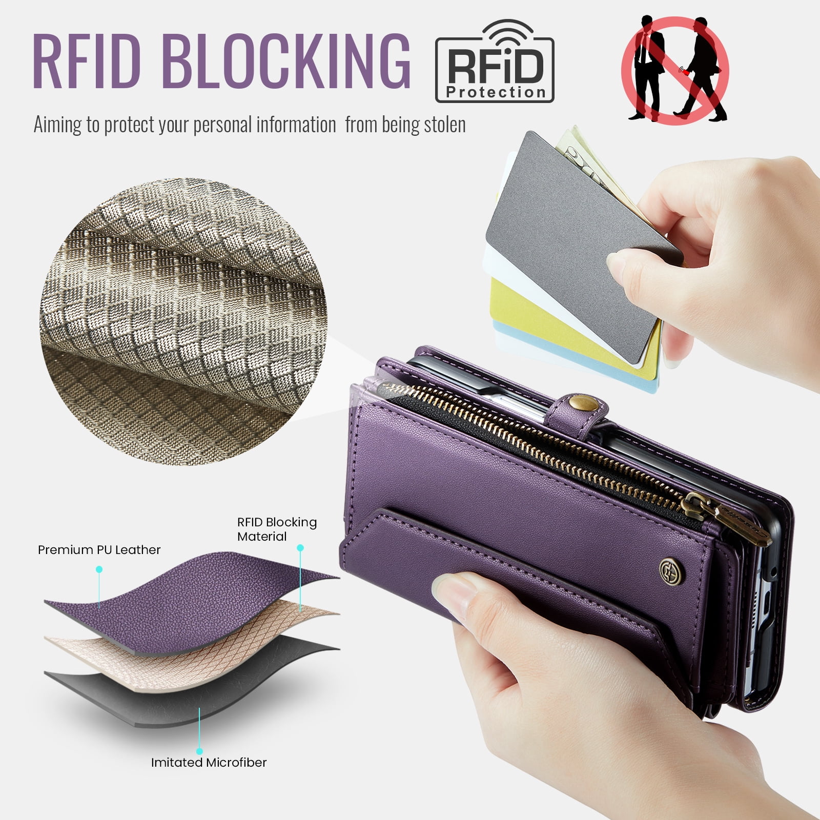 Asuwish Compatible with Samsung Galaxy Z Fold 7 5G 2025 Zipper Wallet Phone Case With pen slot Crossbody Lanyard Strap Flip Card Holder Slot Cell Cover for ZFold7 Z7 G Fold7 7Z Women Girls Purple