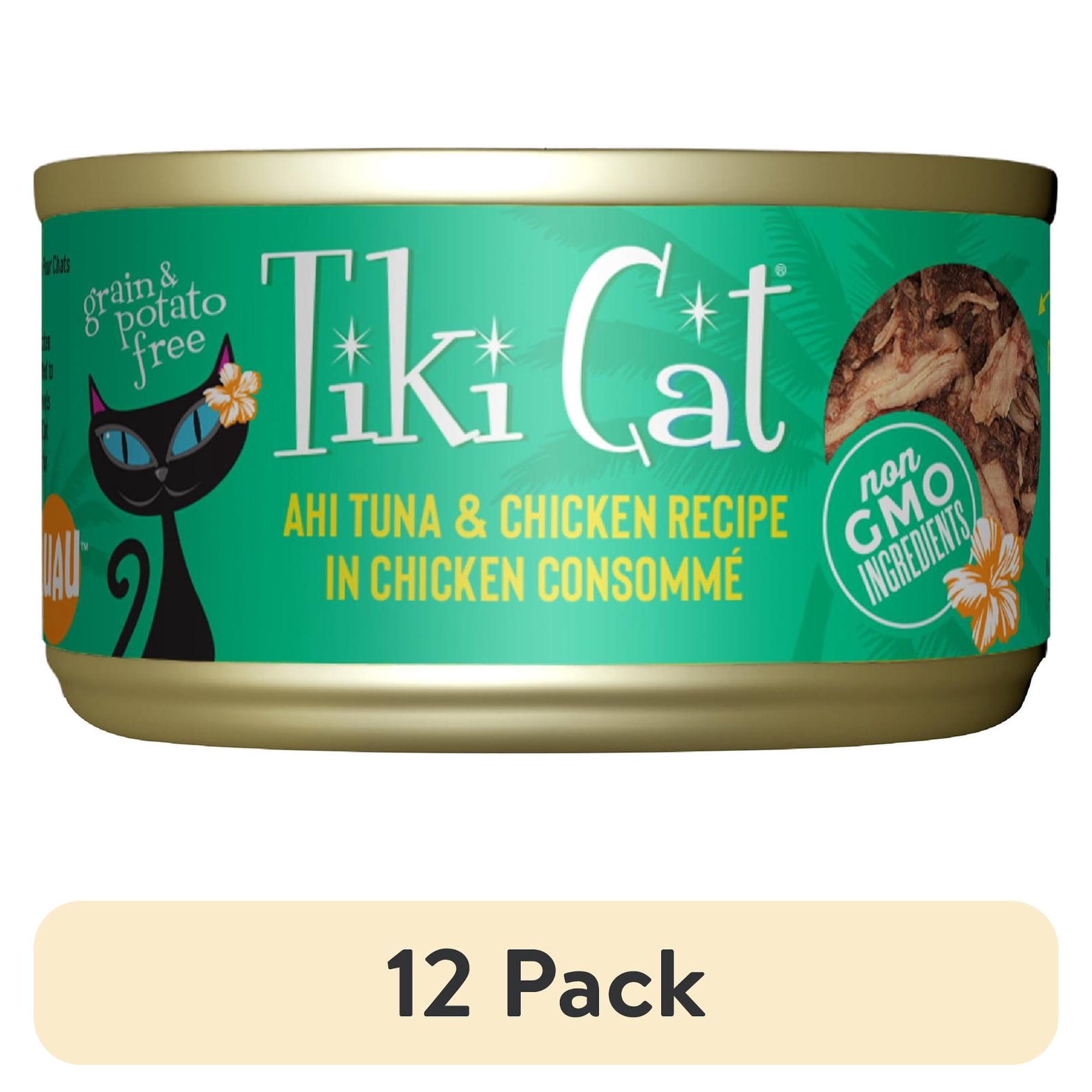 (12 pack) Tiki Cat Luau Wet Cat Food, Ahi Tuna, & Chicken, 2.8 oz. Can