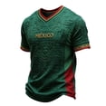 thumbnail image 2 of Mexico Soccer Jersey Shirts Men Casual Short Sleeve 3D Print Football Jerseys V Neck Summer Tee, 2 of 4