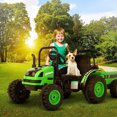thumbnail image 2 of Uenjoy Green 6 V Tractor Powered Ride-On with Detachable Wagon, 2 of 5