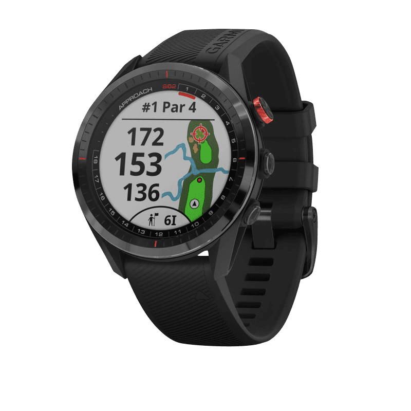 Restored Garmin Approach S62 Black Ceramic Bezel with Black Silicone Band Garmin Certified (Refurbished)