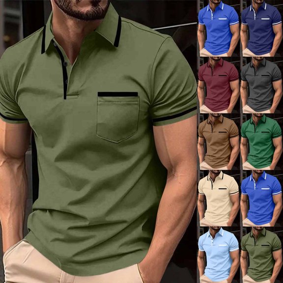 akafmk Mens Golf Shirts Short Sleeve Collared Shirt with Pocket Mesh Breathable Business Casual Dress Shirts, Size XL