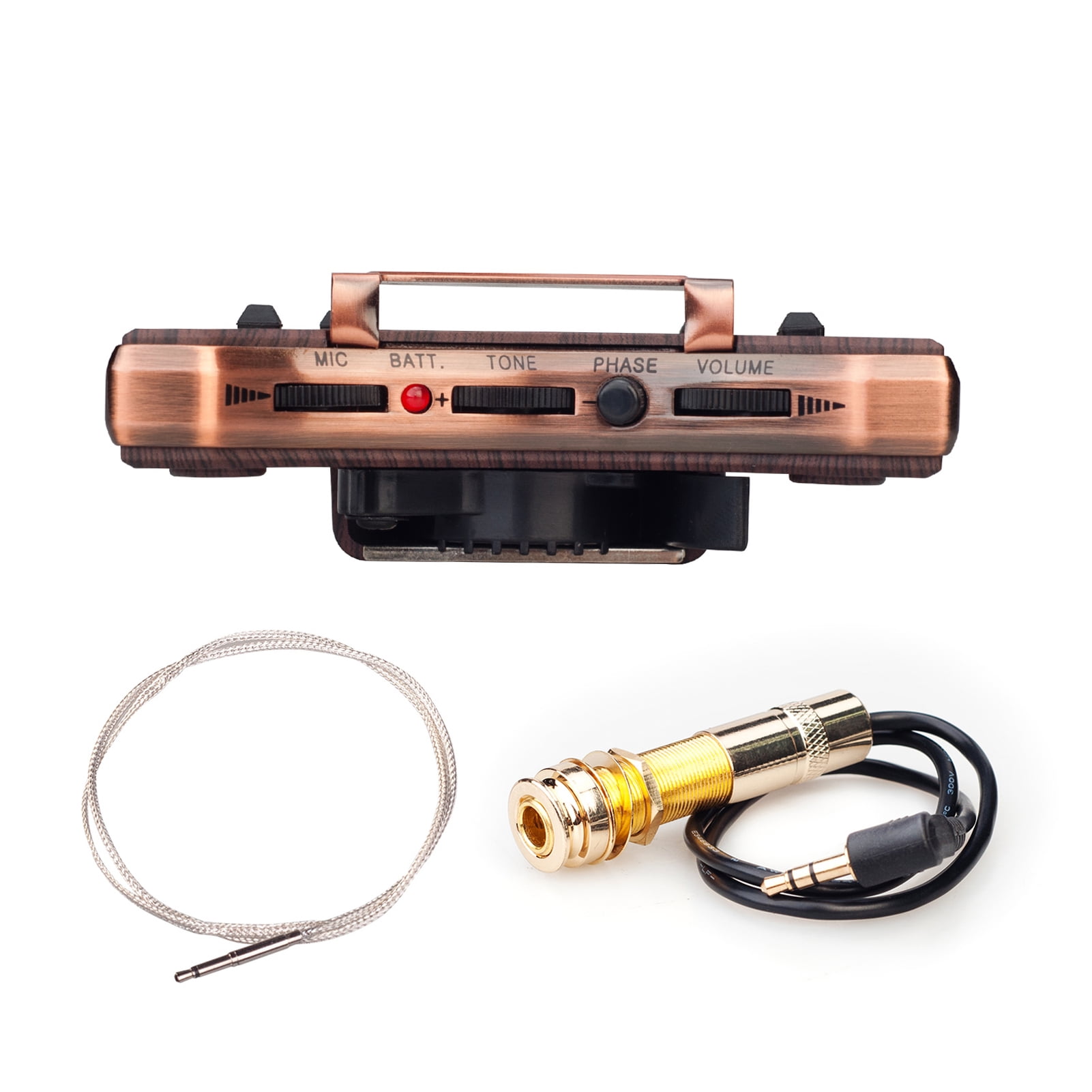 Acoustic Guitar Sound Hole Pickup Dual Pickup Modes Piezo + Mic Supports Volume Tone Adjusting Phase Function Easy Installation for 36-42 Inch Classic Folk Guitars