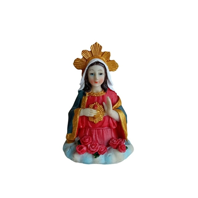 Estatuas religiosas Escultura de resina del Sagrado Corazón de María, 12,5 cm