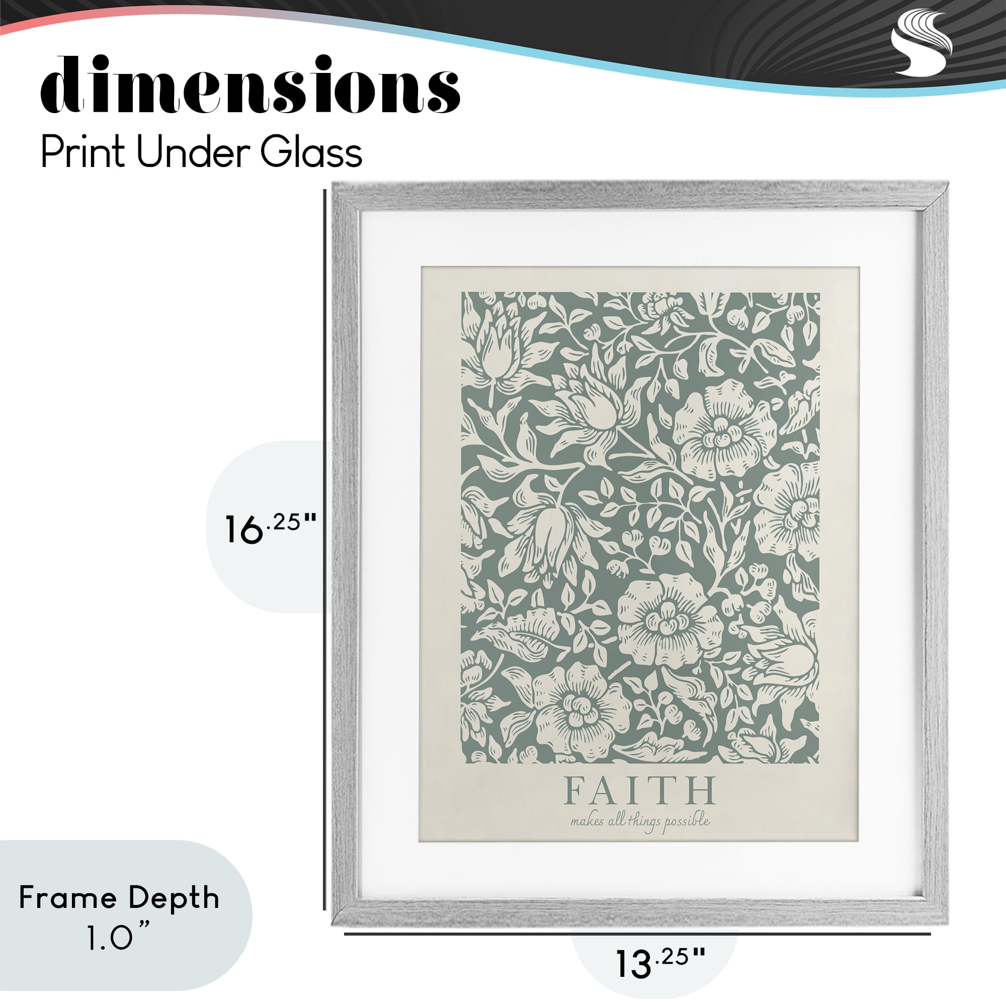 Stupell Industries Faith Quote with Floral Pattern Gray Framed Print Under Glass, design by Wild Apple Portfolio