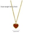thumbnail image 4 of Gold Heart Necklace for Women, 14K Gold Plated Red Carnelian Heart Pendant Necklace, 18.1+2.7 in Adjustable Chain, Valentine’s Day Jewelry Gift, 4 of 4