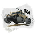 thumbnail image 1 of Ambesonne Cartoon Place Mats Set of 4, Off Road Savannah Truck, Standard Size, Brown and Grey, 1 of 4