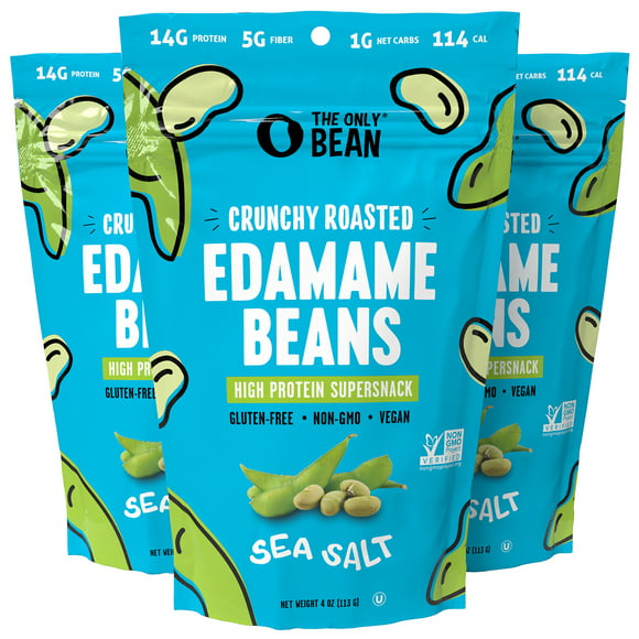 The Only Bean Crunchy Edamame Bean Snack, Vegetable Chips 4 oz 3 Pack