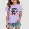 thumbnail image 2 of alcepopk Baby Girl 4th of July Outfit Toddler Shirt Short Sleeve USA Stars and Stripes Bow Tshirt Patriots Baby Clothes(Purple,11-12 Years), 2 of 4