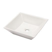 Logmey 16“x16"Ceramic Sink Square Bathroom Vessel Sink White Deckmount