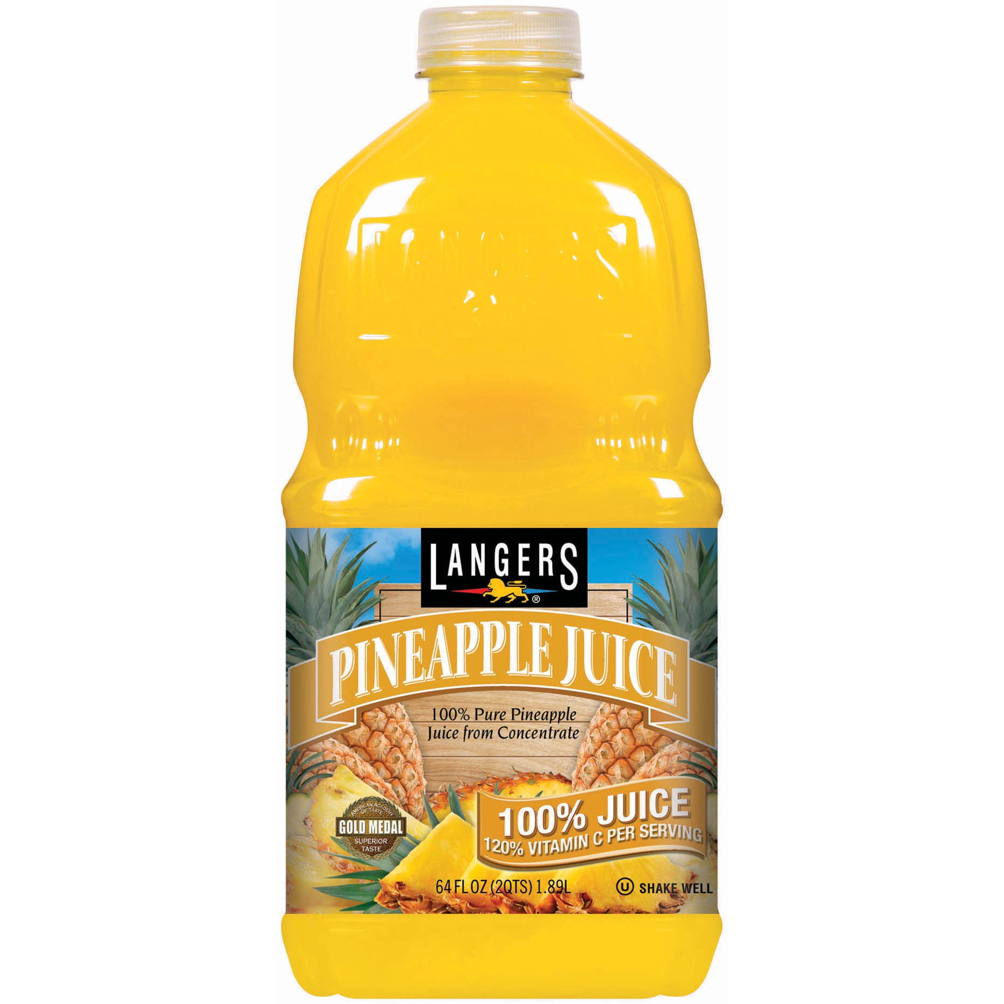 (8 Pack) Langers 100 Juice, Pineapple, 64 Fl Oz, 1 Count