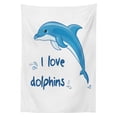 thumbnail image 3 of Ambesonne Dolphin Tablecloth Rectangular Table Cover, Cartoon Ocean Animals, 60"x84", Blue White, 3 of 4