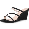thumbnail image 1 of Sandalias de tiras con punta abierta y Tacones de cuña Perphy Negro 41, 1 of 6