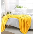 thumbnail image 4 of PiccoCasa Luxury Fleece Bed Blanket Woven Mesh Yellow 90"x108", 4 of 8