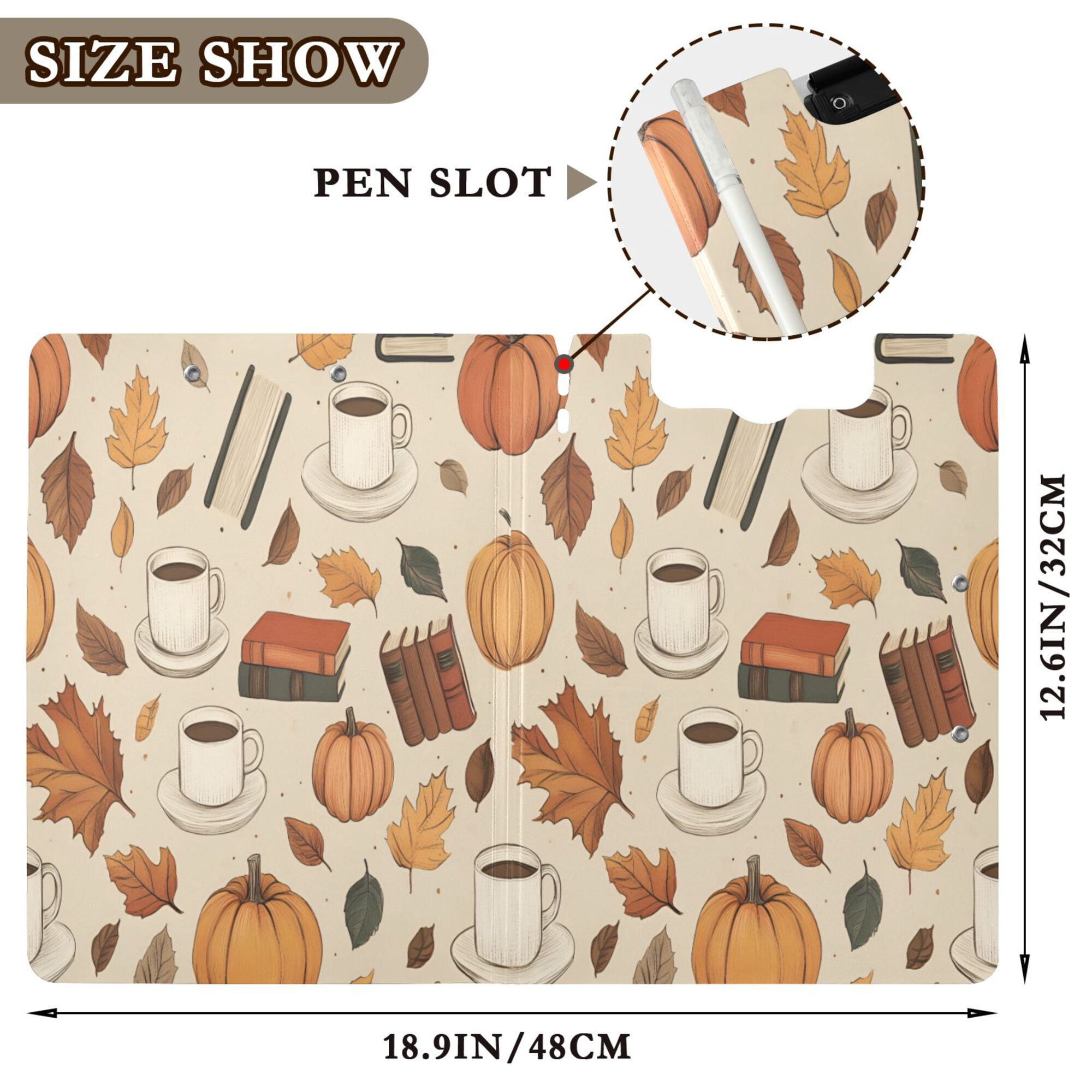 FORMRS A4 Clipboard Folder with Pen Holder Horizontal Foldable School Office Binder, Fall Book