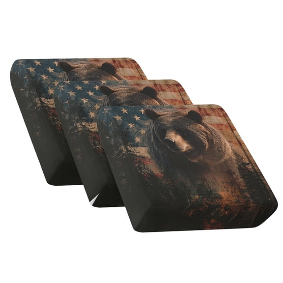 Xixirimido Couch Cushion Cover Non-Slip Sofa Cover with Elastic Bands Universal Armchair Cushion Slipcover Replacement Furniture Protector, Vintage American Flag Bear