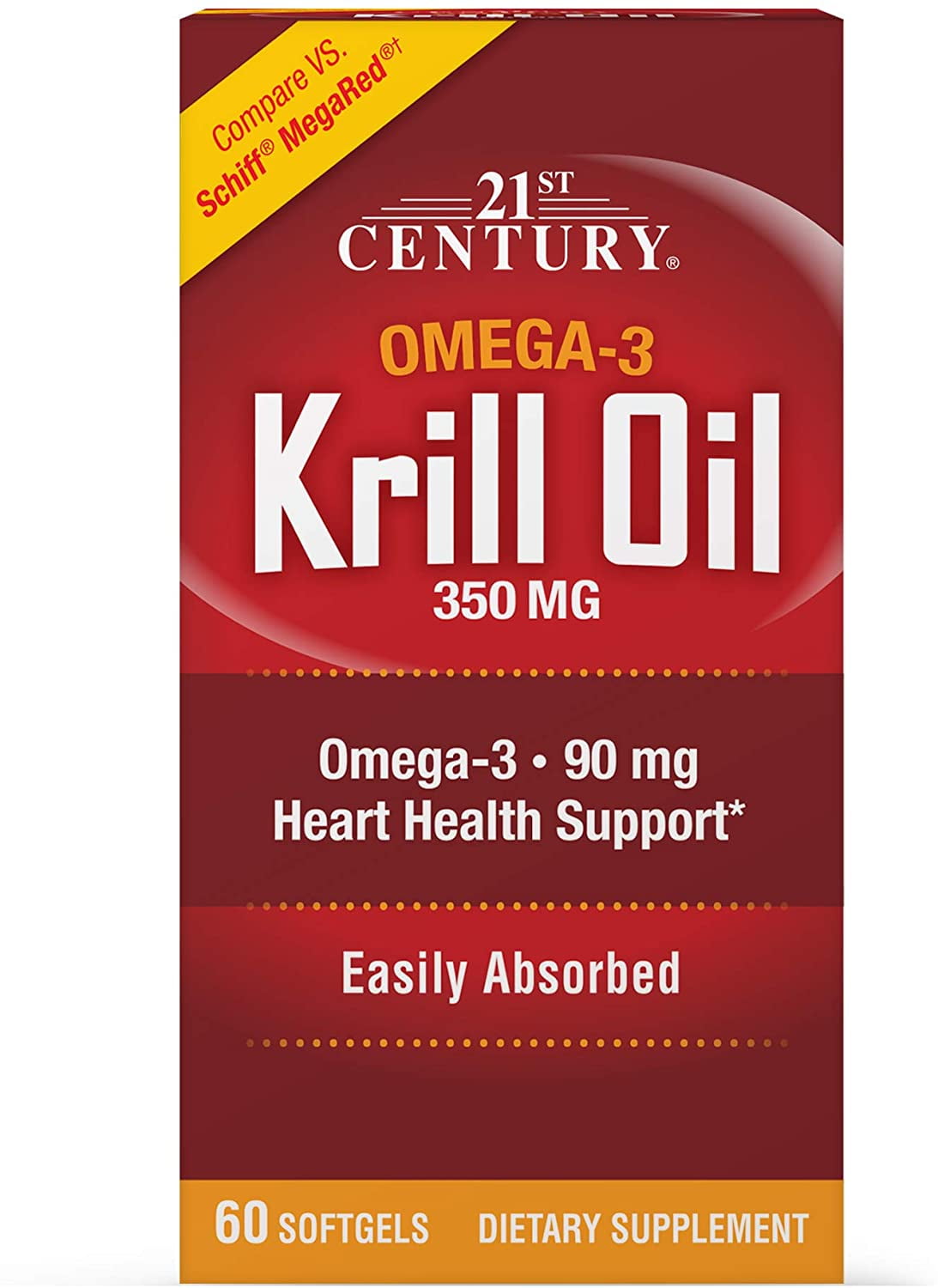 21St Century Krill Oil 300 mg Omega-3 Easily Absorbed Softgels - 60 Ea