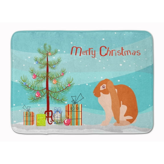Carolines Treasures BB9329RUG English Lop Rabbit Christmas Machine Washable Memory Foam Mat Teal 19 X 27" multicolor