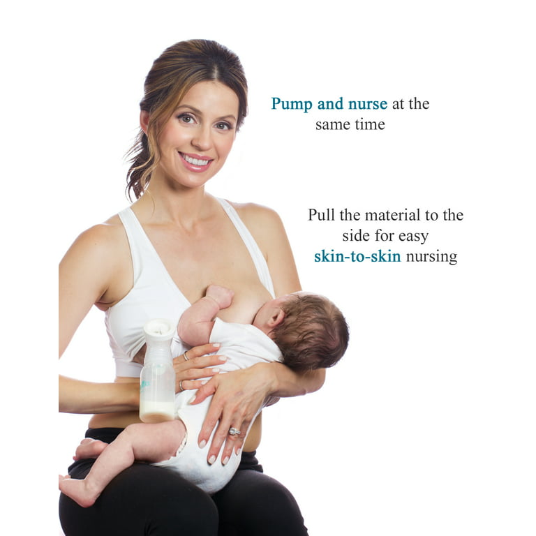  Essential Pump&Nurse Bra, All in One Nursing and Hands Free  Pumping Bra, US Company, Nude S : Clothing, Shoes & Jewelry