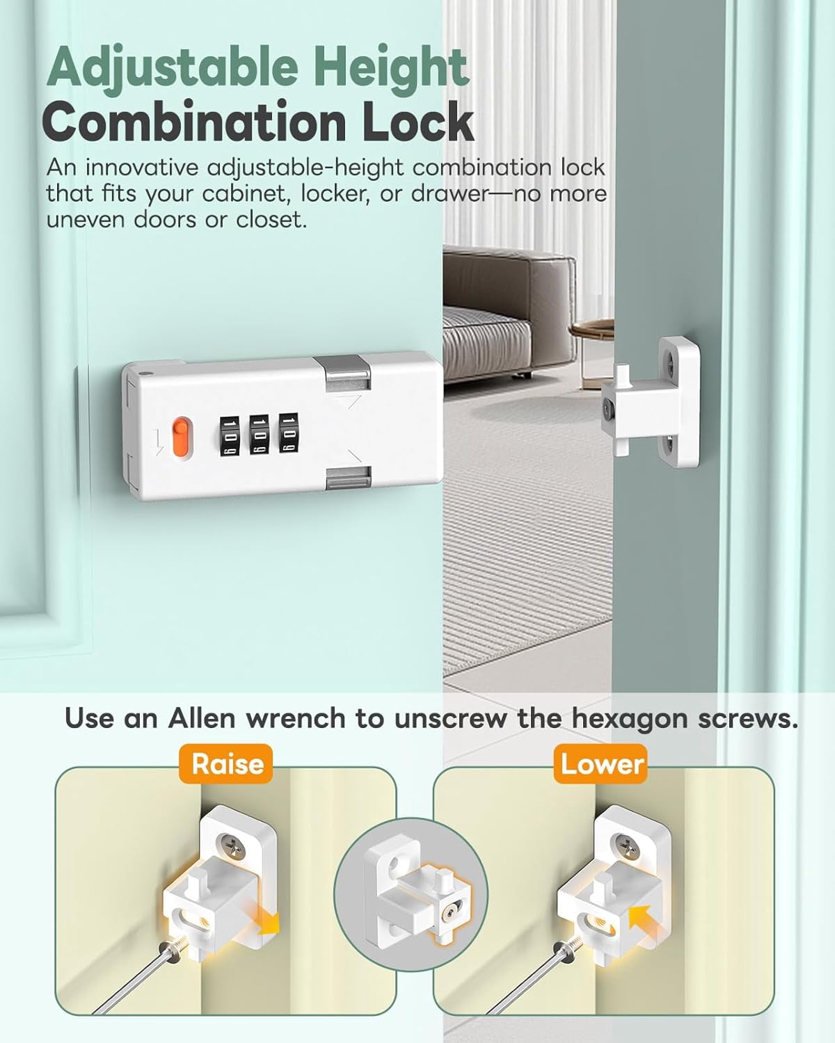 SONGAUN 90 Degree Barn Door Combination Lock, 3 Digit Password Keyless Home Security Lock for Kitchen Cabinet, Drawer, Locker, Sliding Closet Doors - Sturdy and Practical Gate Latch (1, Black)