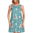 thumbnail image 1 of Balery Teal Mama Llama Vestidos de verano para mujer con estampado: vestido holgado sin mangas, vestido playero informal y cómodo para días calurosos., 1 of 7