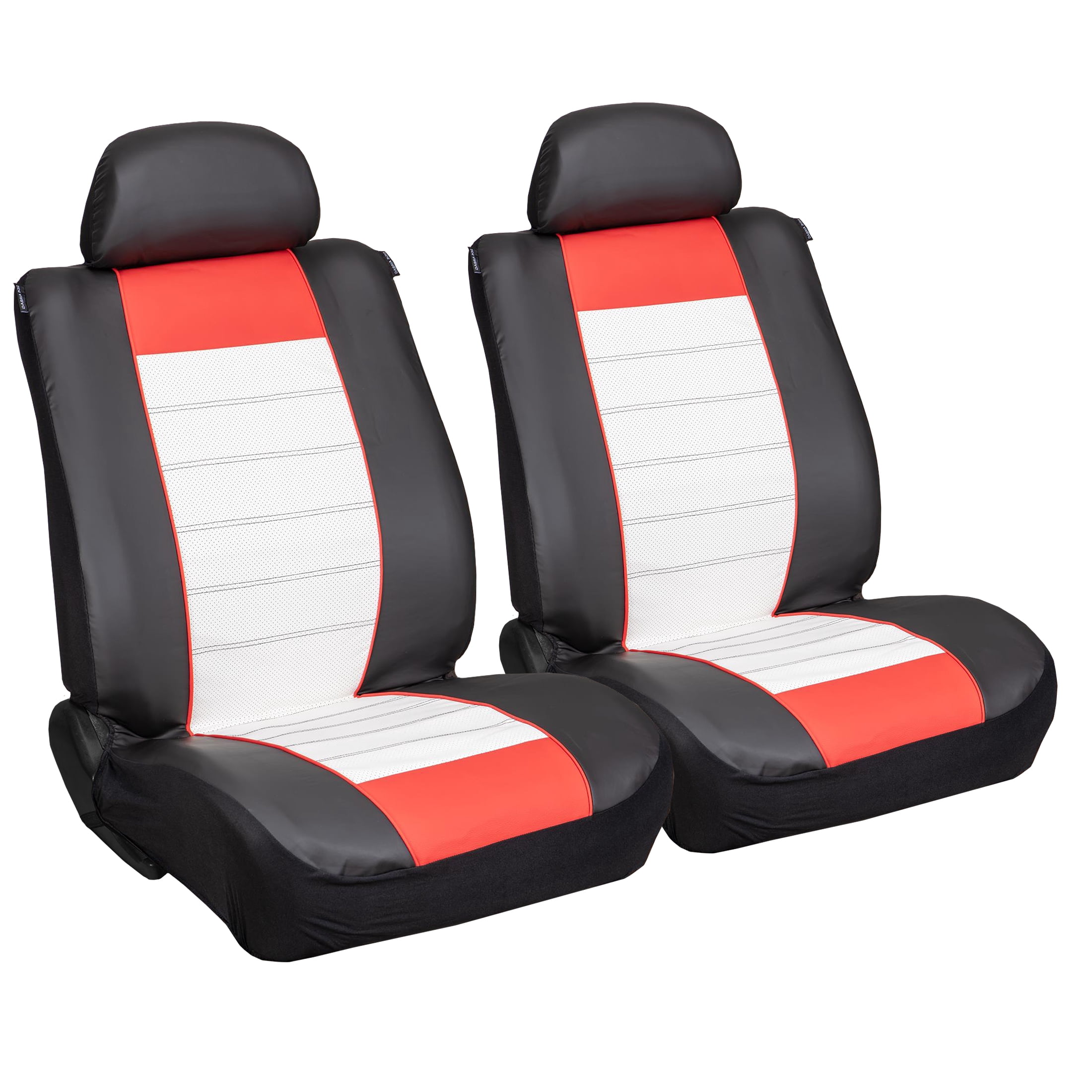 Auto Drive Sport Red Faux Leather Seat Cover for Cars, Trucks, SUVs and CUVs - 2 Pack, Universal Fit
