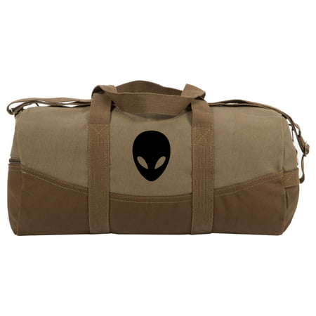Sci-Fi Alien Head Two Tone 19in Duffle Bag with Brown Bottom, Detachable