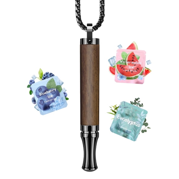 ASTOFLI Breathing Necklace for Adults（Black）: Adjustable Air Outlet Breathing Wooden Necklace - Stress Anxiety Relief