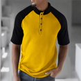 thumbnail image 2 of Yiaimeir Summer Men's Matching Short-sleeved WithT-Shirt Single Breasted Breathable Sports Casual Top Streetwear,Size S-2XL, 2 of 5