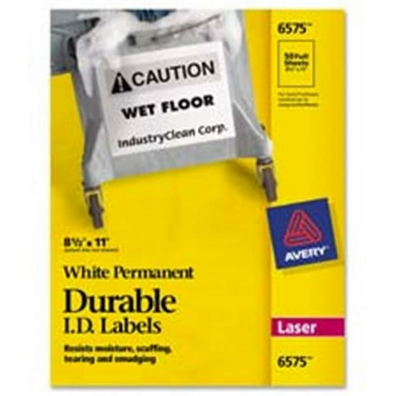 Avery Consumer Products AVE6575 Durable ID Labels- Laser- Permanent- 8-.50in.x11in.- WE
