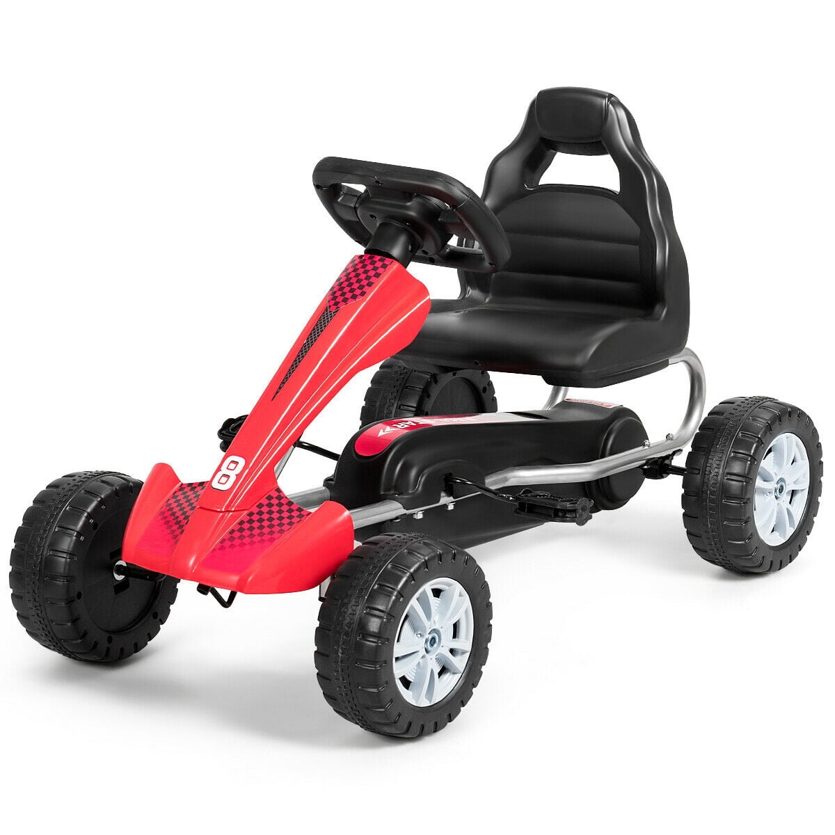 Kids Powered 4 Wheel Adjustable Seat Pedal Go KartRed