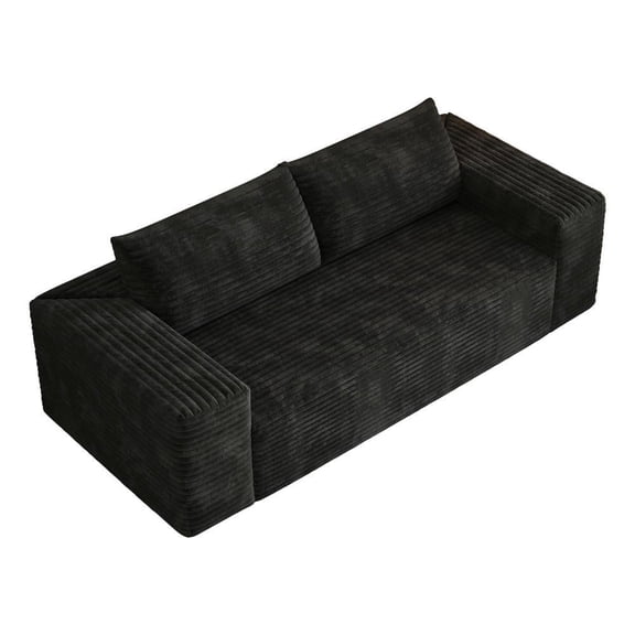 Resenkos 78.8" Corduroy Loveseat Sofa, Deep Seat Couch with No Assembly, Comfortable for Living Room & Apartment, Black